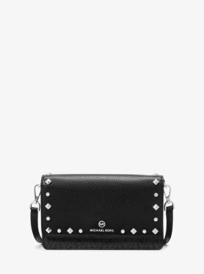 32H1ST9C5Y - Jet Set Small Studded Faux Leather and Logo Smartphone Crossbody Bag BLACK
