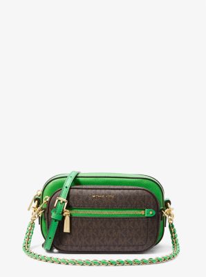 32R3GJ6C4L - Jet Set Logo and Leather 4-in-1 Crossbody Bag PALM GREEN