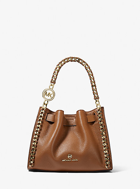 32S1G4MC1L - Mina Small Pebbled Leather Crossbody Bag LUGGAGE