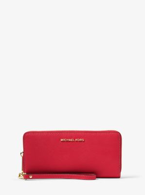 32S5GTVE9L - Leather Continental Wristlet   BRIGHT RED