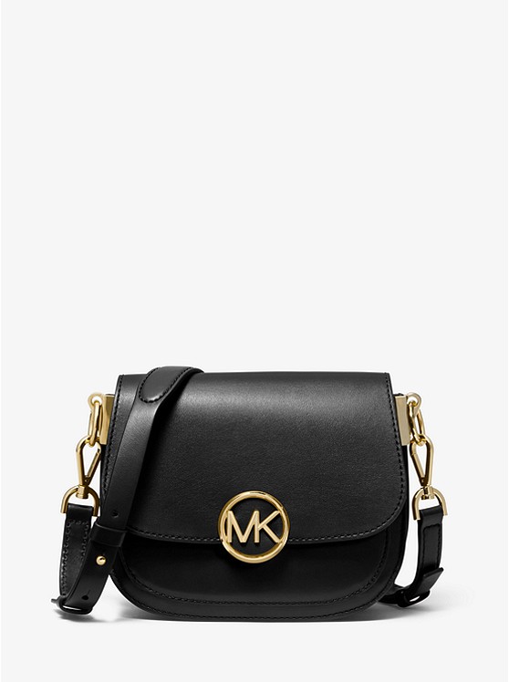 MK 32S9G0LC1L Lillie Small Leather Saddle Bag BLACK