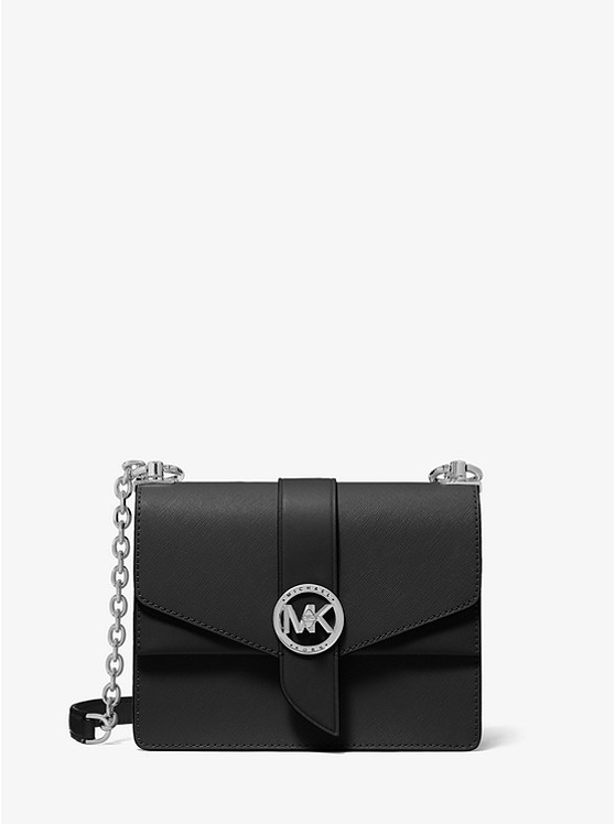 MK 32T1SGRC1L Greenwich Small Saffiano Leather Crossbody Bag BLACK