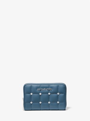 32T1SJ6D0L - Small Studded Quilted Wallet CHAMBRAY