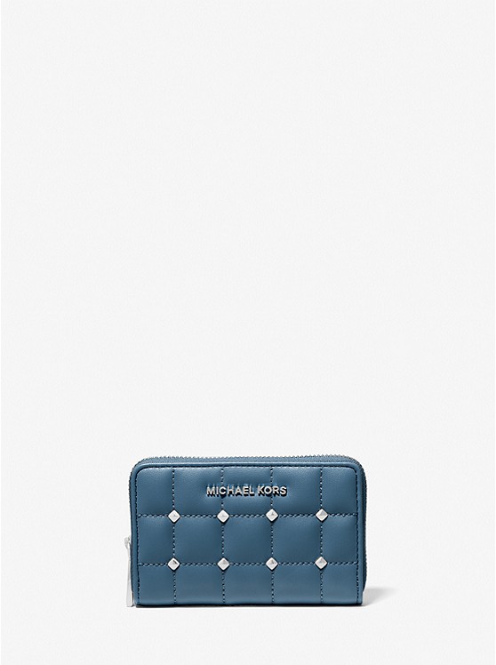 MK 32T1SJ6D0L Small Studded Quilted Wallet CHAMBRAY