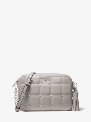 32T1ST9C6Y - Jet Set Medium Studded Quilted Leather Camera Bag  PEARL GREY