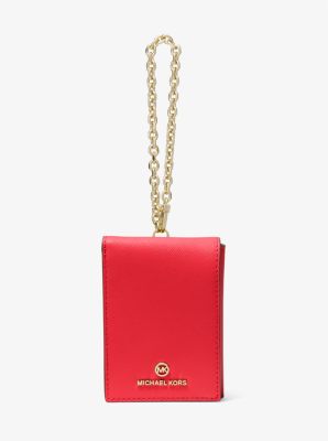 32T2GT9N0L - Jet Set Extra-Small Saffiano Leather Chain Card Case CRIMSON