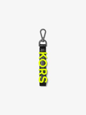 32T9UF3K2L - Neon Embellished Leather Key Chain ACID YELLOW