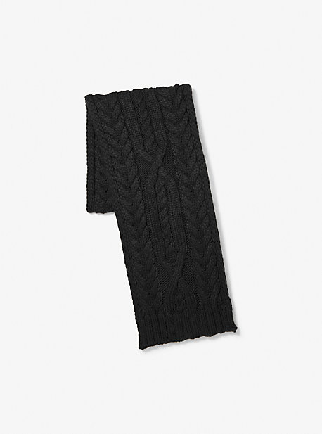 33957 - Cable Knit Scarf BLACK