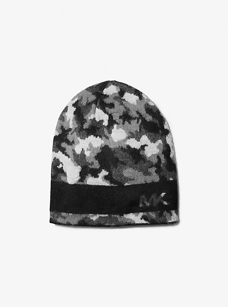 33981 - Camouflage Woven Beanie Hat BLACK
