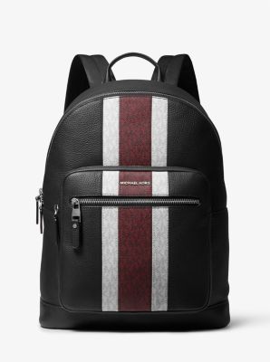 33F1LHDB8L - Hudson Pebbled Leather and Logo Stripe Backpack MERLOT