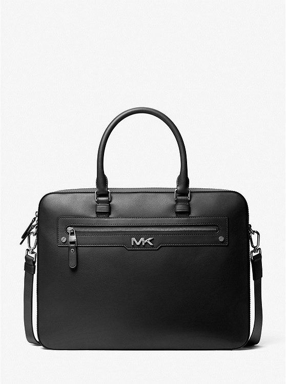 MK 33F3LVAA6L Varick Large Leather Briefcase BLACK