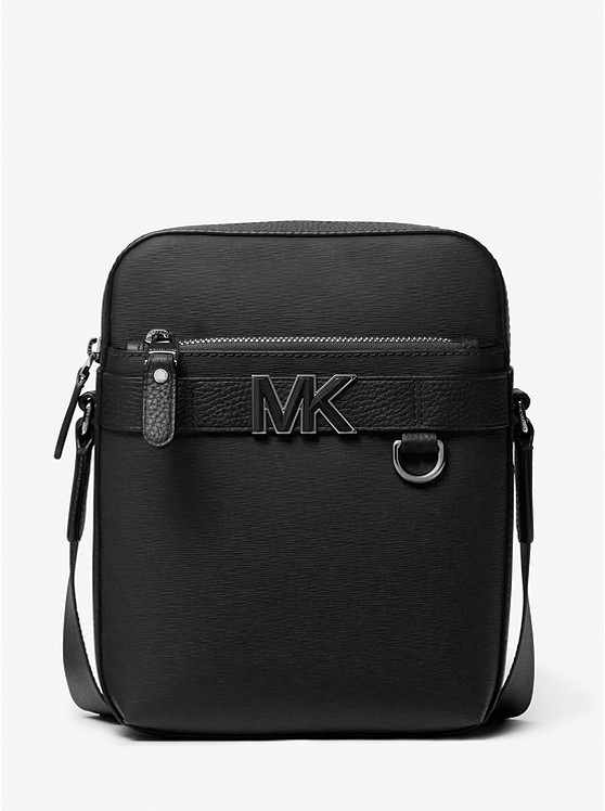 MK 33F3THDC6O Hudson Leather Flight Bag BLACK