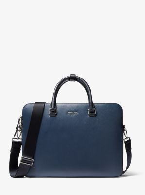 33F9LHYA9L - Henry Crossgrain Leather Briefcase NAVY