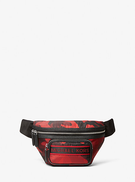 33H1LBNY9V - Brooklyn Logo Tape Printed Woven Belt Bag RED MULTI