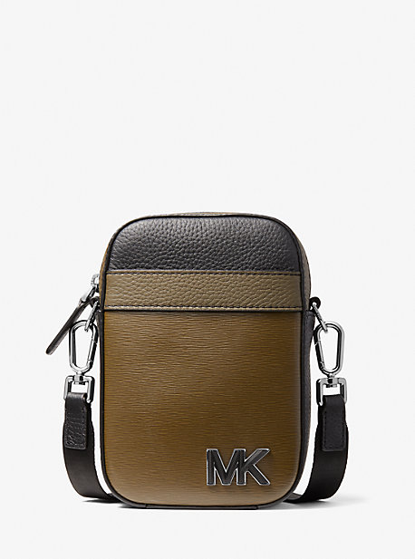 33H1LHDC1L - Hudson Color-Block Leather Smartphone Crossbody Bag OLIVE