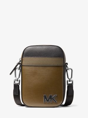 33H1LHDC1L - Hudson Color-Block Leather Smartphone Crossbody Bag OLIVE