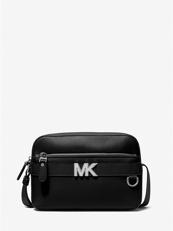 MK 33S3LYTC5L Hudson Pebbled Leather Utility Crossbody Bag BLACK