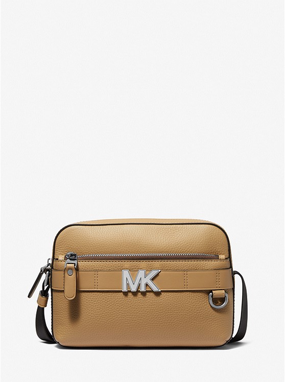 MK 33S3LYTC5L Hudson Pebbled Leather Utility Crossbody Bag CAMEL