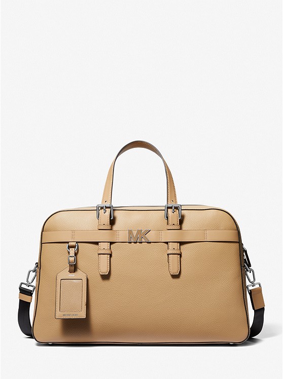 MK 33S3LYTV5L Hudson Pebbled Leather Travel Bag CAMEL