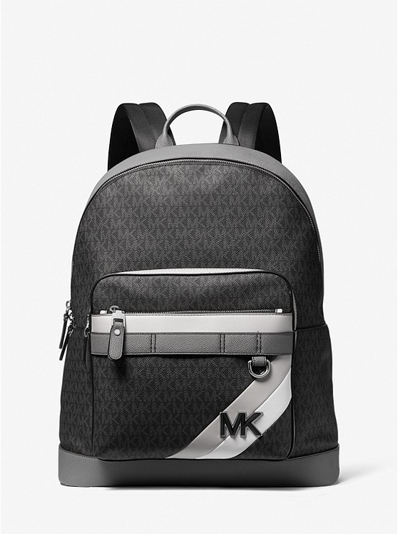 MK 33S3TYTB2B Hudson Logo Stripe Backpack ALUMINUM