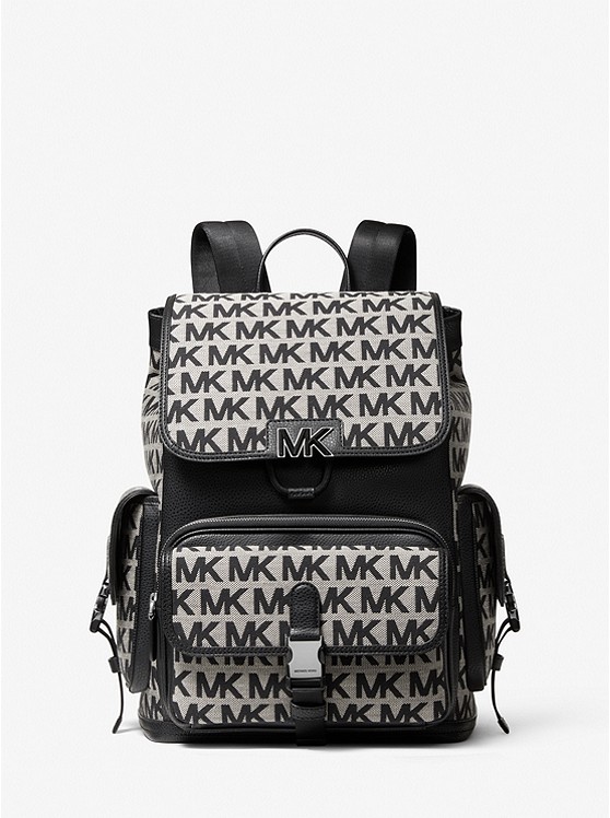 MK 33U2LHDB5J Hudson Logo Backpack NATURAL/BLACK