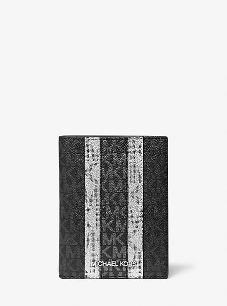 35F2STVN2M - Jet Set Logo Stripe Passport Wallet BLACK COMBO