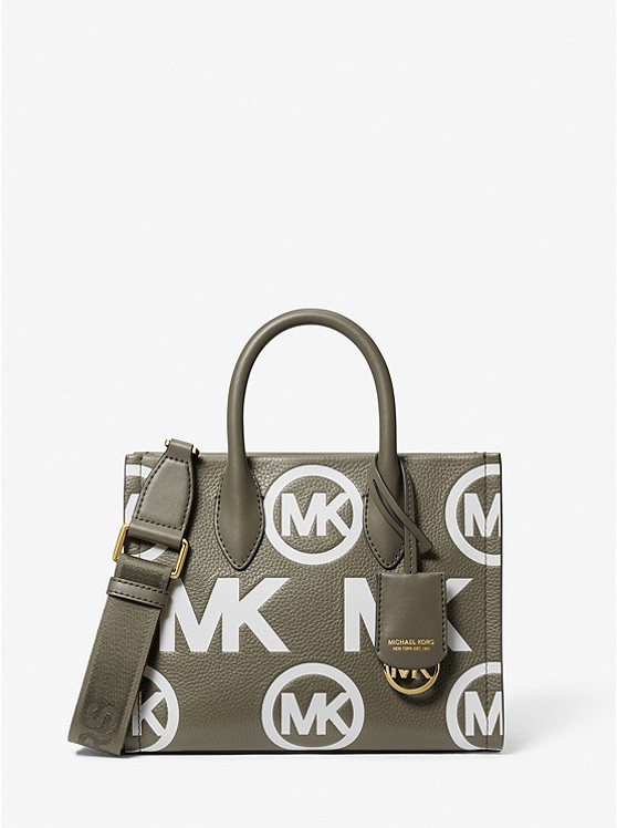 MK 35F3G7ZC5L Mirella Small Logo Embossed Pebbled Leather Crossbody Bag OLIVE