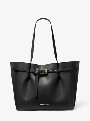 35H0GU5T9T - Emilia Large Pebbled Leather Tote Bag BLACK