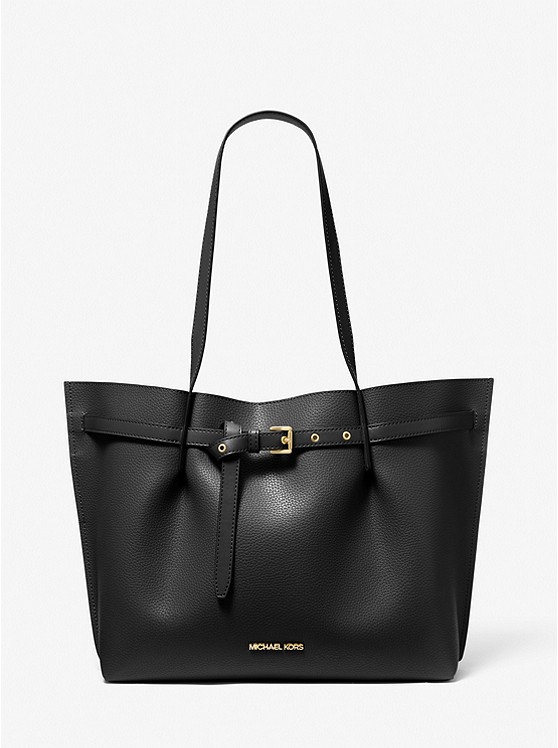 MK 35H0GU5T9T Emilia Large Pebbled Leather Tote Bag BLACK
