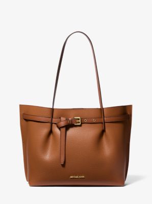35H0GU5T9T - Emilia Large Pebbled Leather Tote Bag LUGGAGE