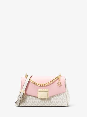 35H0GXPC1V - Lita Small Two-Tone Logo and Leather Crossbody Bag PWD BLSH MLT
