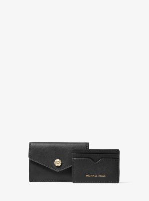 35H1GGFD1L - Small Saffiano Leather 3-in-1 Card Case BLACK