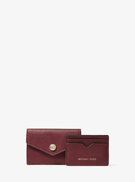35H1GGFD1L - Small Saffiano Leather 3-in-1 Card Case MERLOT
