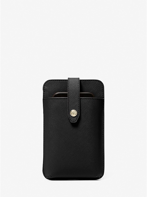 MK 35R3GTVC2L Saffiano Leather Smartphone Crossbody Bag BLACK