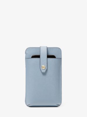 35R3GTVC2L - Saffiano Leather Smartphone Crossbody Bag PALE BLUE