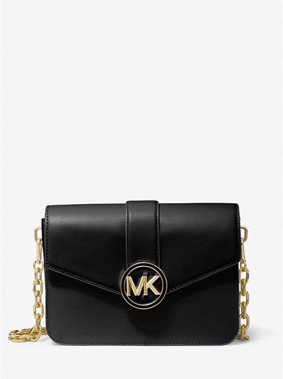 MK 35S2GNML2L Carmen Small Faux Leather Crossbody Bag  BLACK