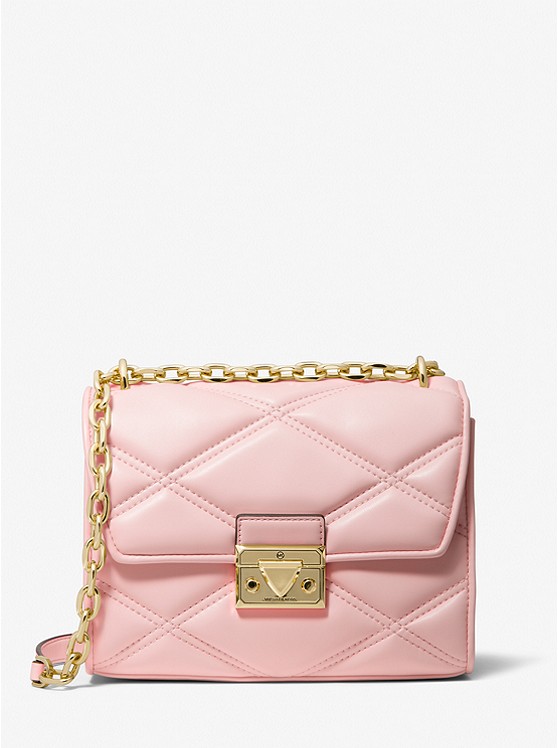 MK 35S2GNRL2U Serena Small Quilted Faux Leather Crossbody Bag POWDER BLUSH