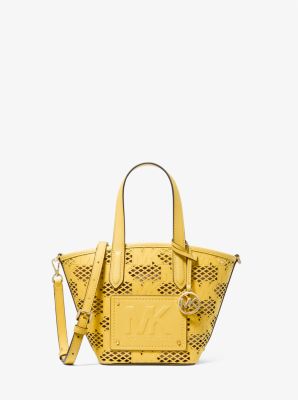 35S3G7KM1L - Kimber Small 2-in-1 Perforated and Embossed Faux Leather Tote Bag DAFFODIL