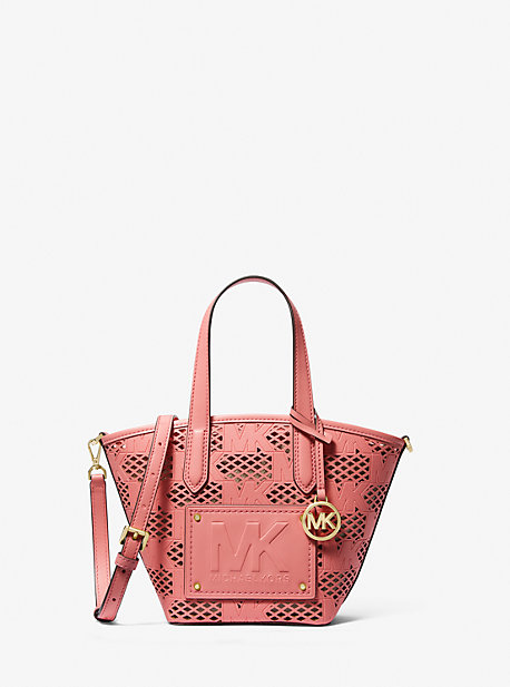 35S3G7KM1L - Kimber Small 2-in-1 Perforated and Embossed Faux Leather Tote Bag TEA ROSE