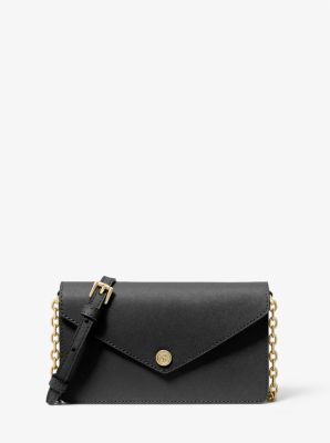 35S3GTVC5L - Small Saffiano Leather Envelope Crossbody Bag BLACK
