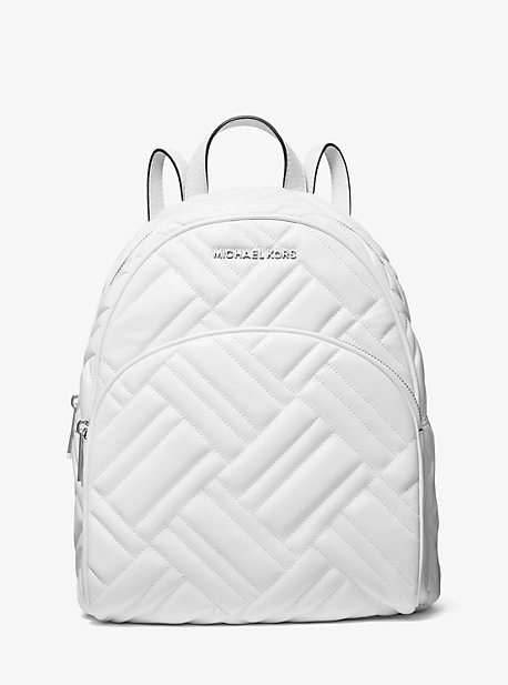 35S9SAYB2T - Abbey Medium Quilted Leather Backpack OPTIC WHITE