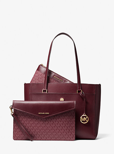35T1G5MT7T - Maisie Large Pebbled Leather 3-in-1 Tote Bag MERLOT MULTI