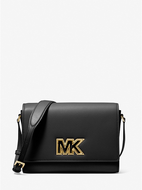 MK 35T2G8IM6L Mimi Medium Leather Messenger Bag BLACK