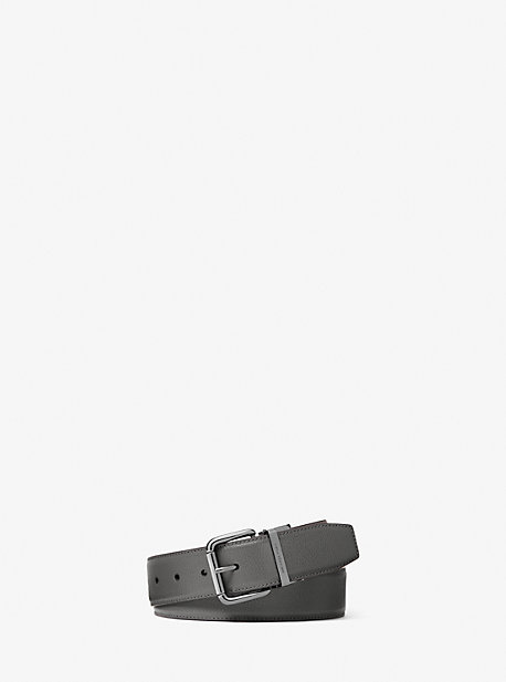 36H9LBLY0L - Pebbled Leather Belt GREY/BLACK