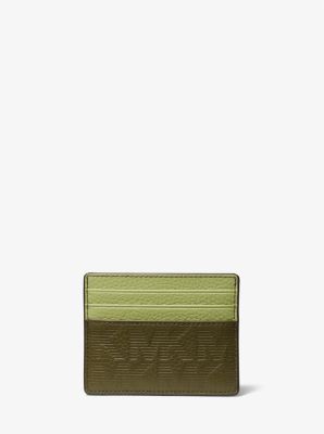 36S2LCOD2O - Cooper Logo Embossed Leather Tall Card Case OLIVE