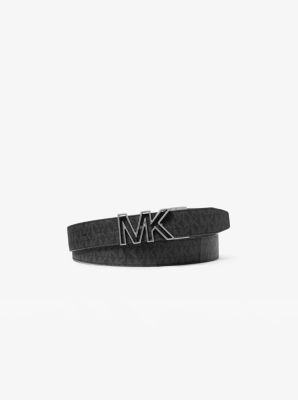 36S3LBLY3B - Reversible Logo and Faux Leather Belt BLACK