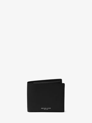 36U9LHRF3L - Harrison Crossgrain Leather Billfold Wallet With Coin Pocket BLACK