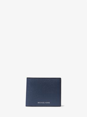 36U9LHRF3L - Harrison Crossgrain Leather Billfold Wallet With Coin Pocket NAVY