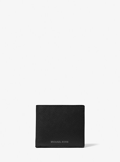 36U9LHRF6L - Harrison Crossgrain Leather Billfold Wallet with Passcase BLACK
