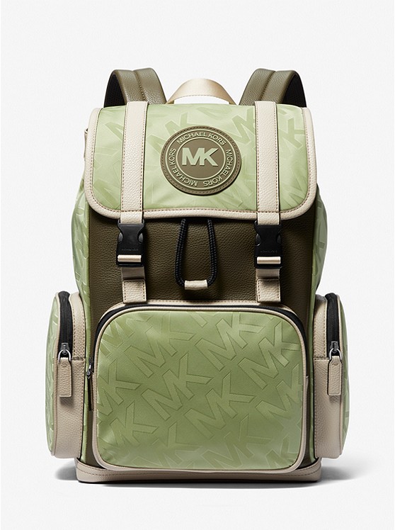 MK 37F2LKNB2V Kent Logo Jacquard Nylon Utility Backpack LT SAGE